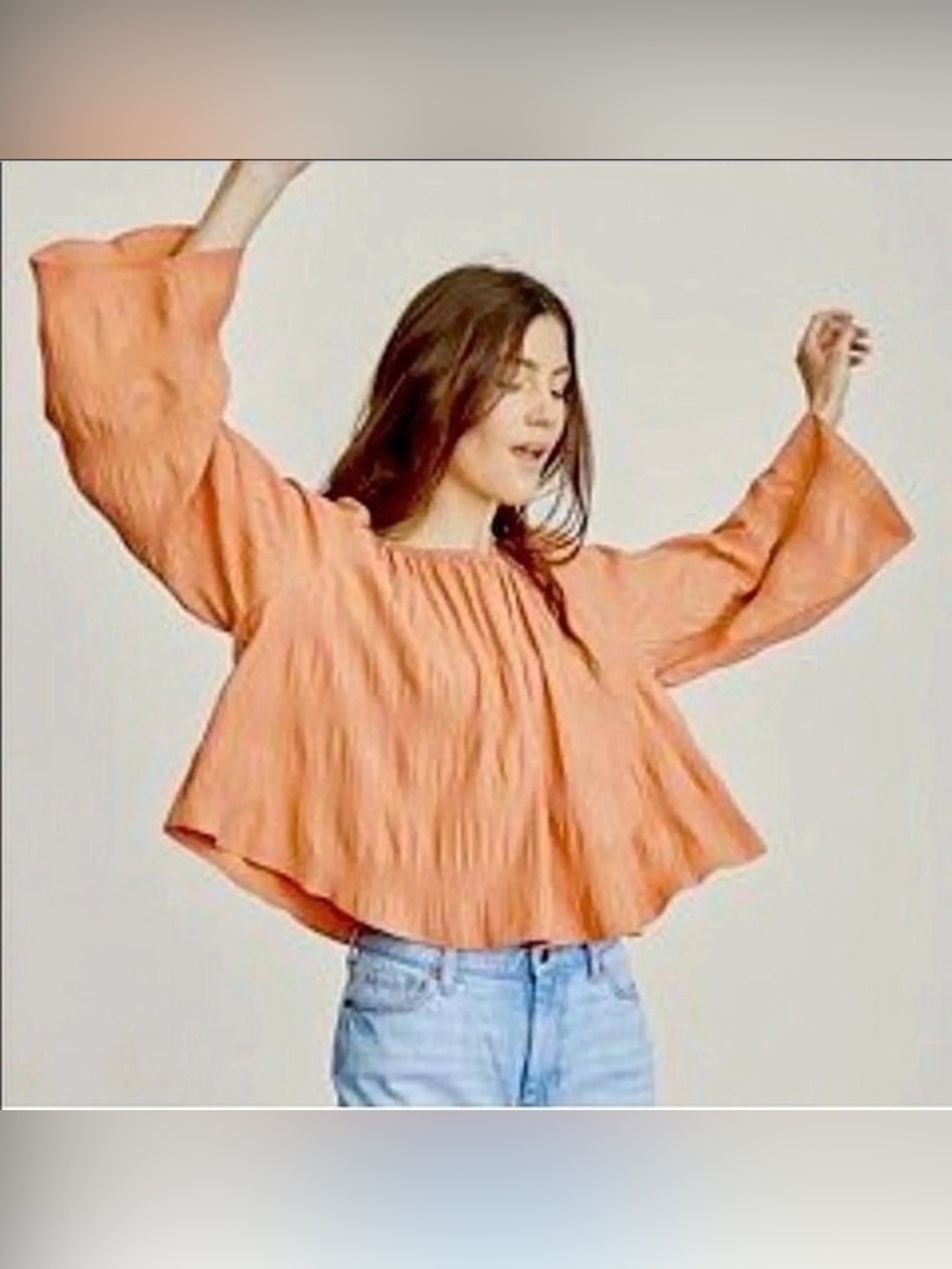 New Elizabeth and James Peach-Orange Peasant Blouse Women’s Size Medium